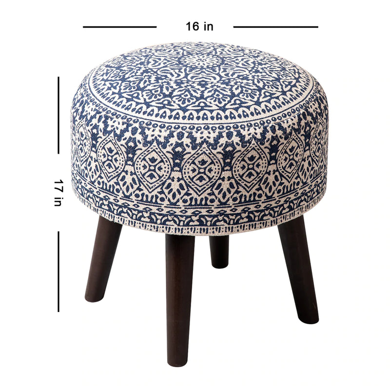 Blue Printed Ottoman