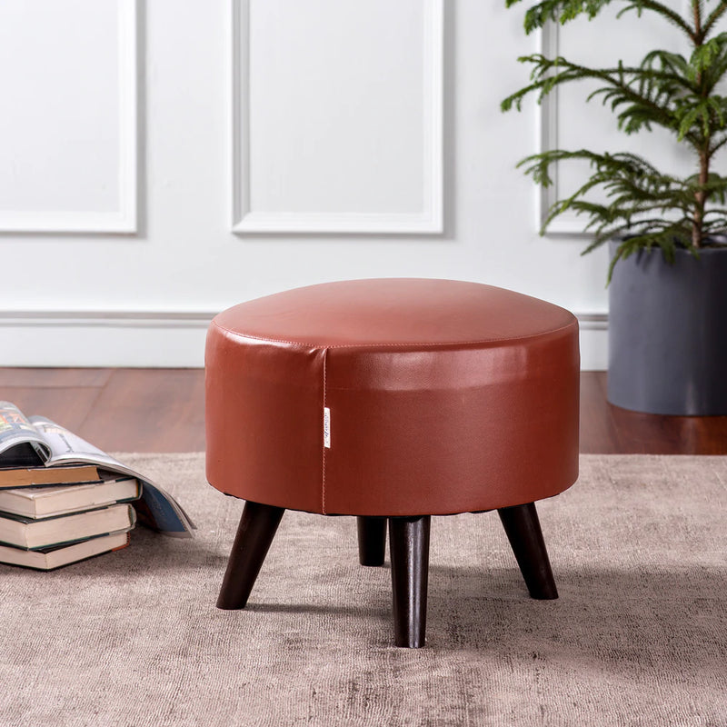 Leatherette Tan Ottoman