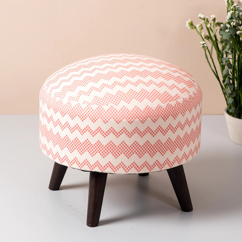 Pink Dotted Ottoman