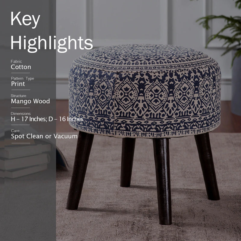 Blue Printed Ottoman