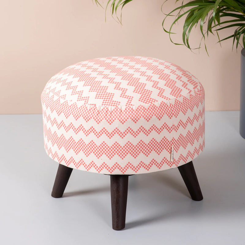 Pink Dotted Ottoman