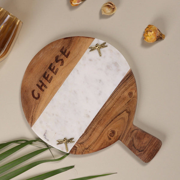 Wooden Marble Engraved Cheese Platter (10 inches)