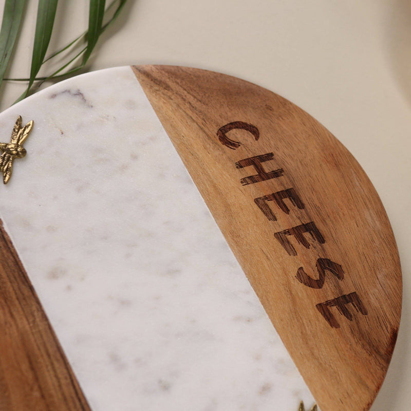 Wooden Marble Engraved Cheese Platter (10 inches)