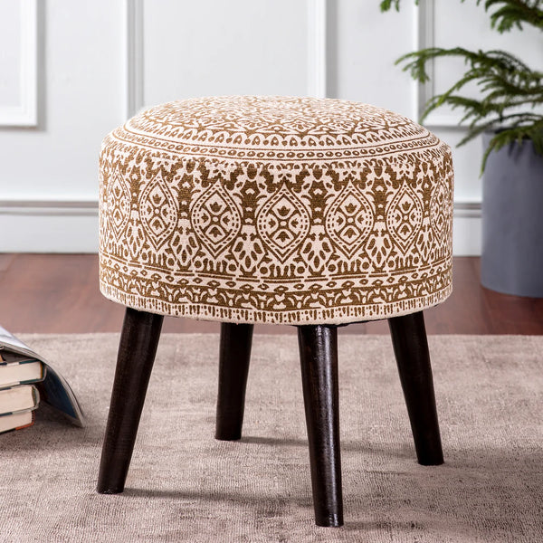 Yellow Printed Ottoman
