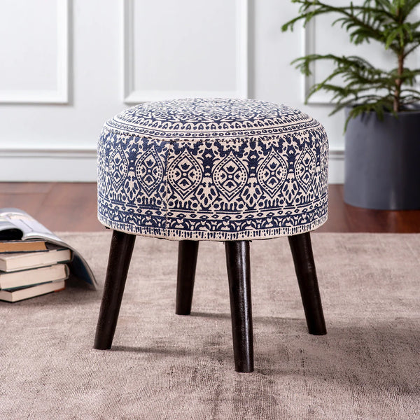 Blue Printed Ottoman
