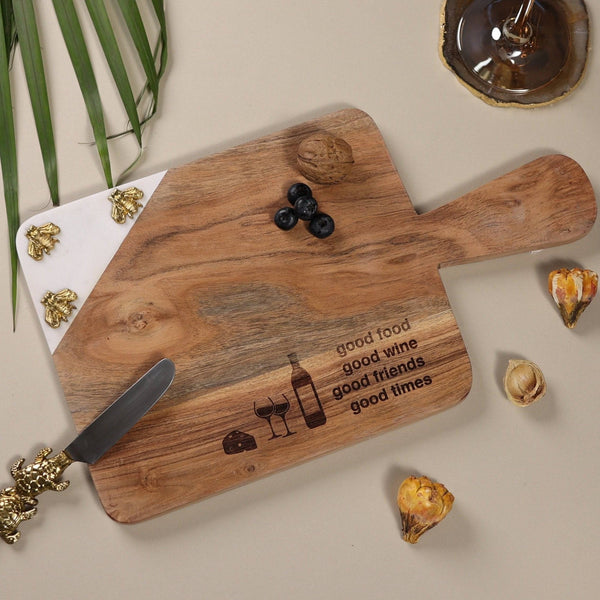Wooden Marble 'Good Times' Cheese/Bread Platter (11 inches)