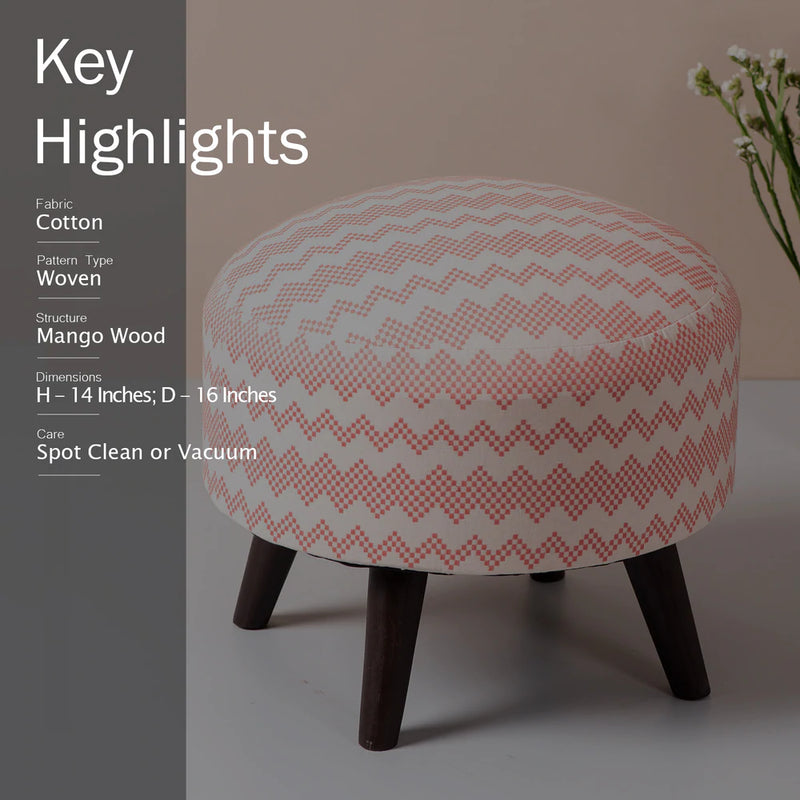 Pink Dotted Ottoman