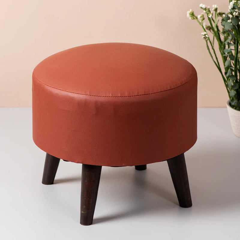 Leatherette Tan Ottoman