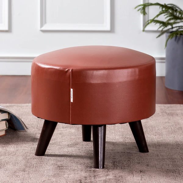 Leatherette Tan Ottoman