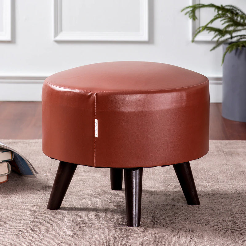 Leatherette Tan Ottoman