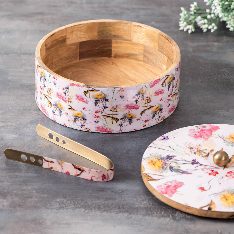 Voguish Chapatti Box Enamel Flowers Printed