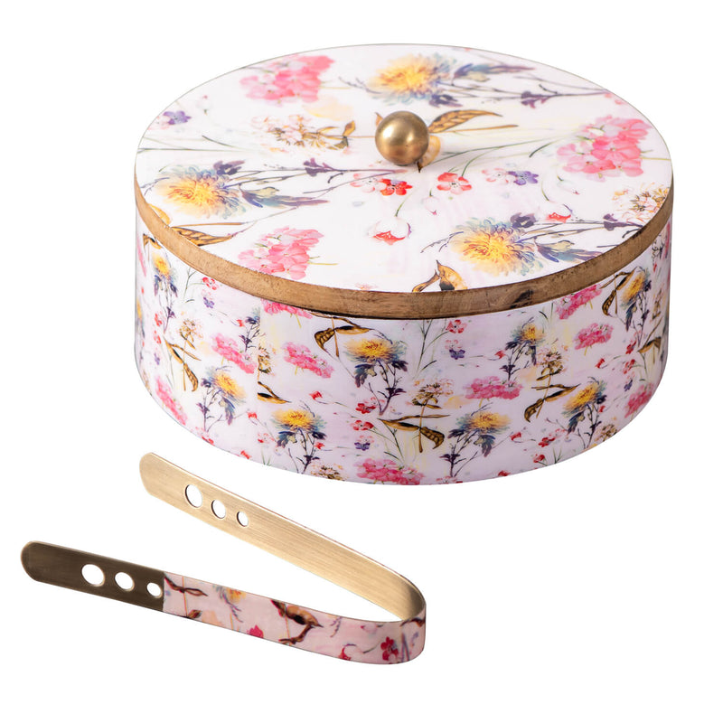 Voguish Chapatti Box Enamel Flowers Printed