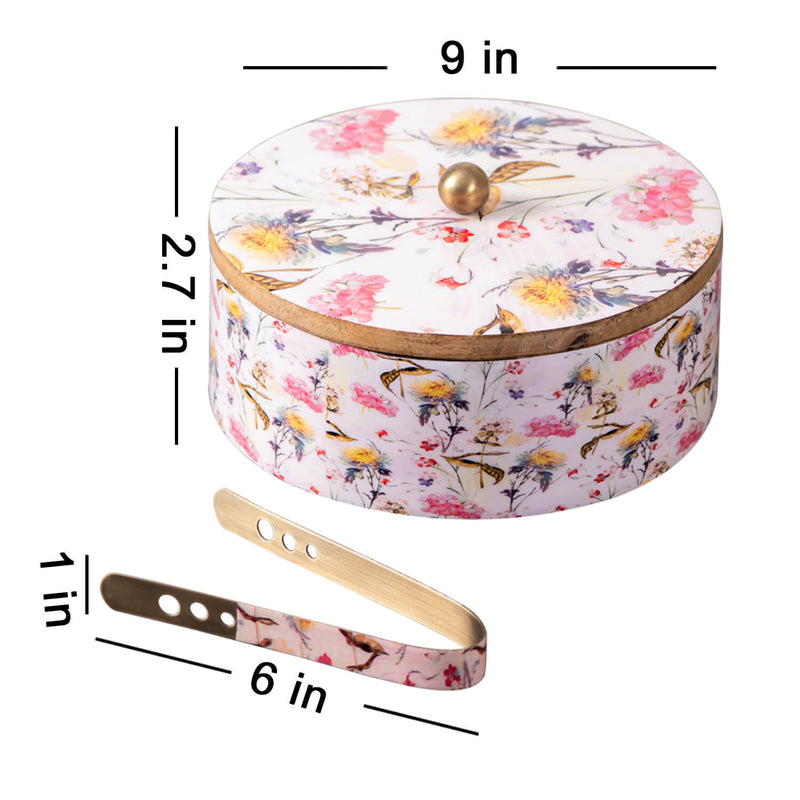 Voguish Chapatti Box Enamel Flowers Printed