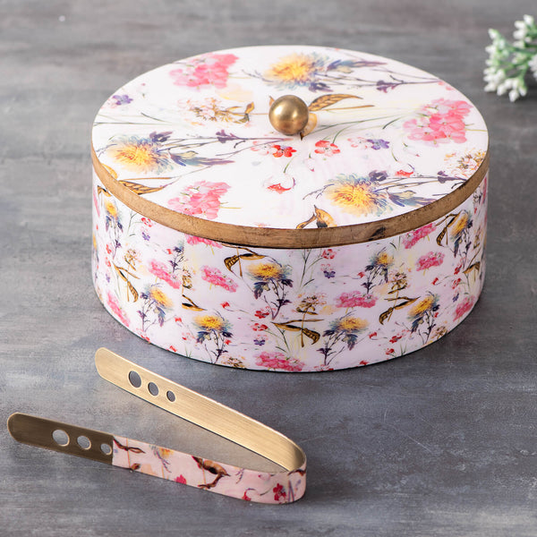 Voguish Chapatti Box Enamel Flowers Printed