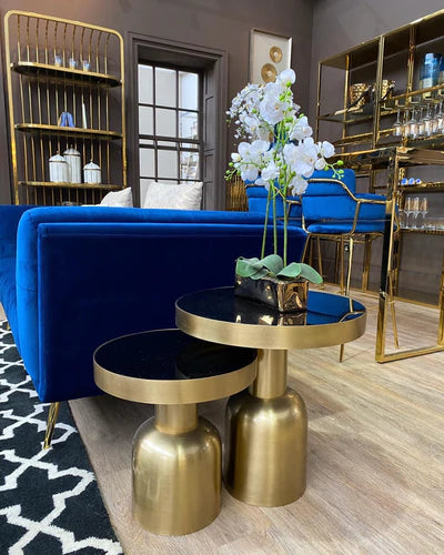 OVO Side Tables Black & Gold (Set of 2)