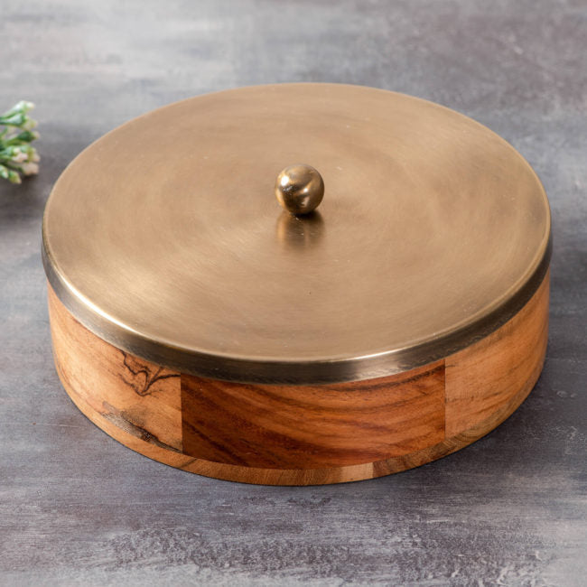 Voguish  Wooden Masala Box – Gold